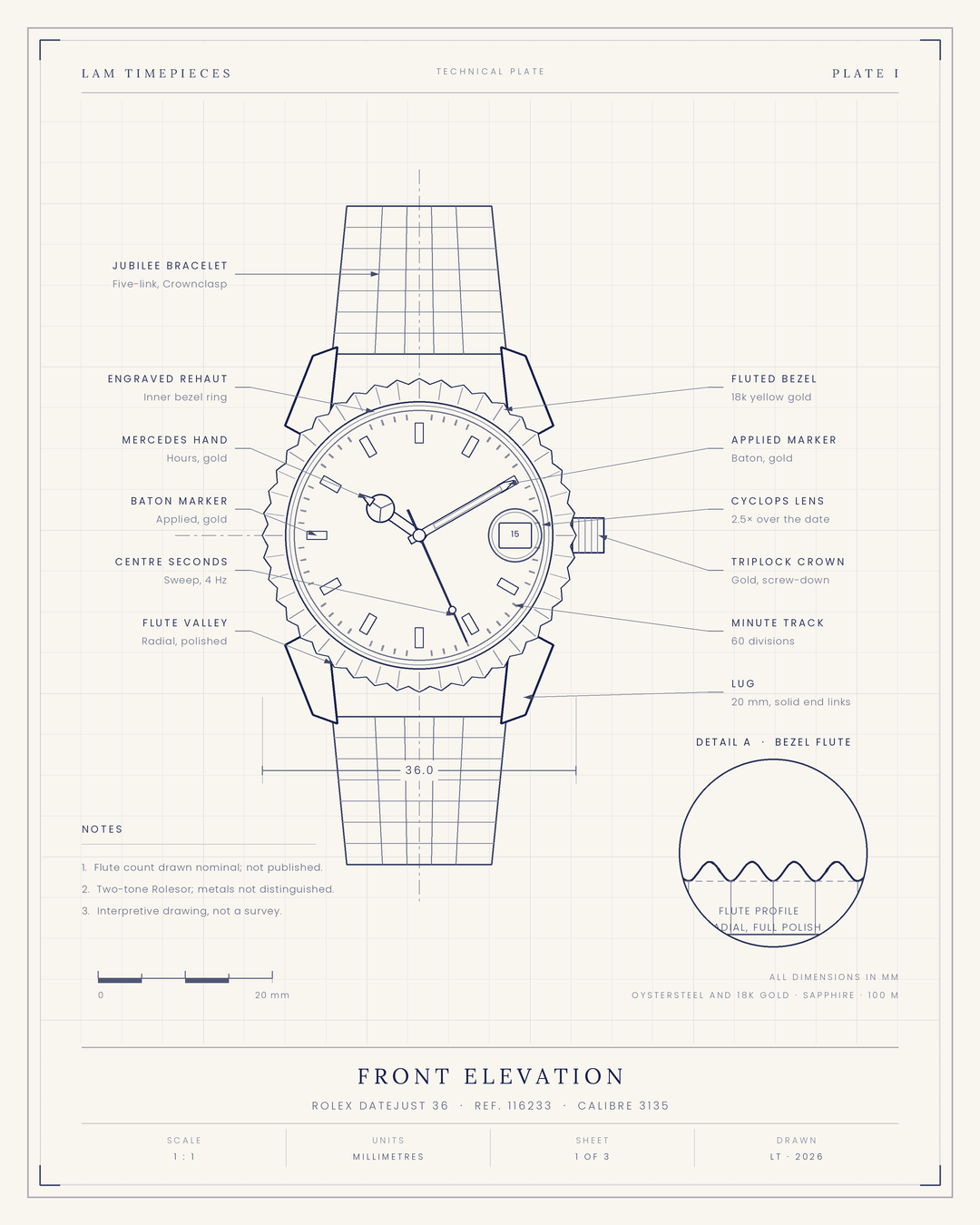 Rolex Datejust 116233 — front elevation
