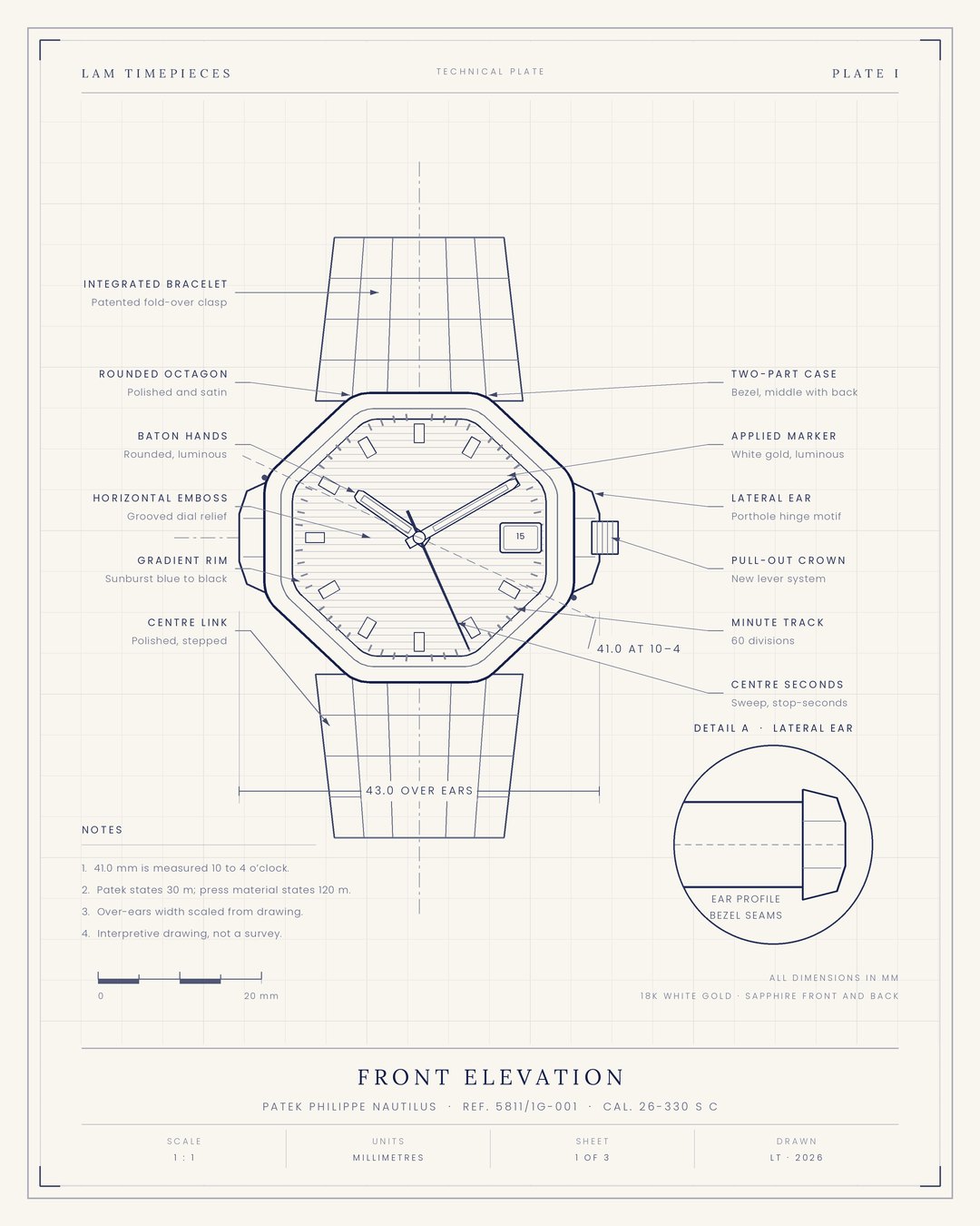 Patek Philippe Nautilus 5811 — front elevation