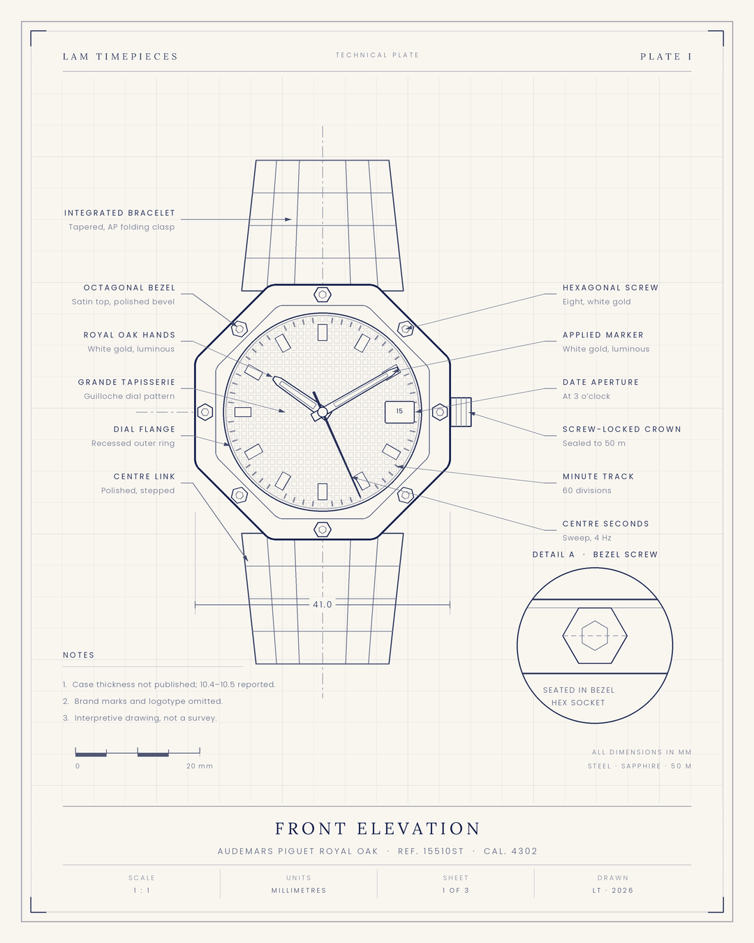 Audemars Piguet Royal Oak 15510ST — front elevation