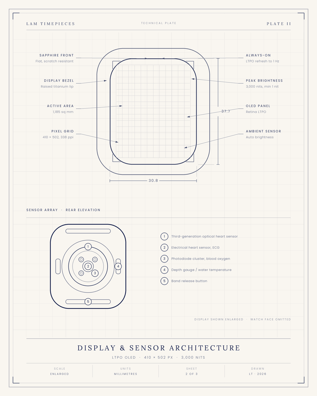 Apple Watch Ultra 2 — display and sensor architecture